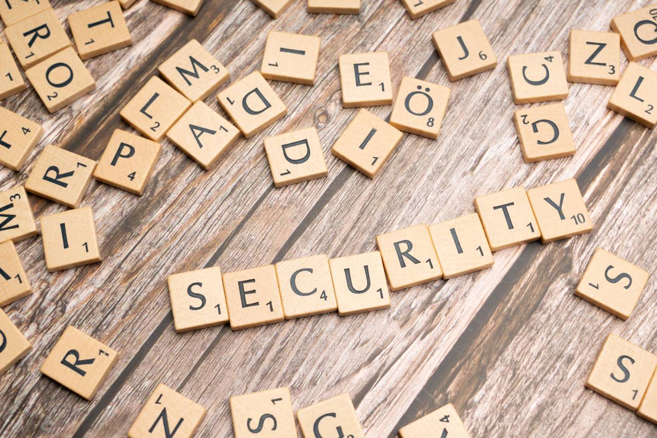 The word security in tiles