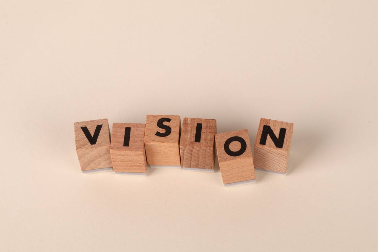 The word vision in blocks